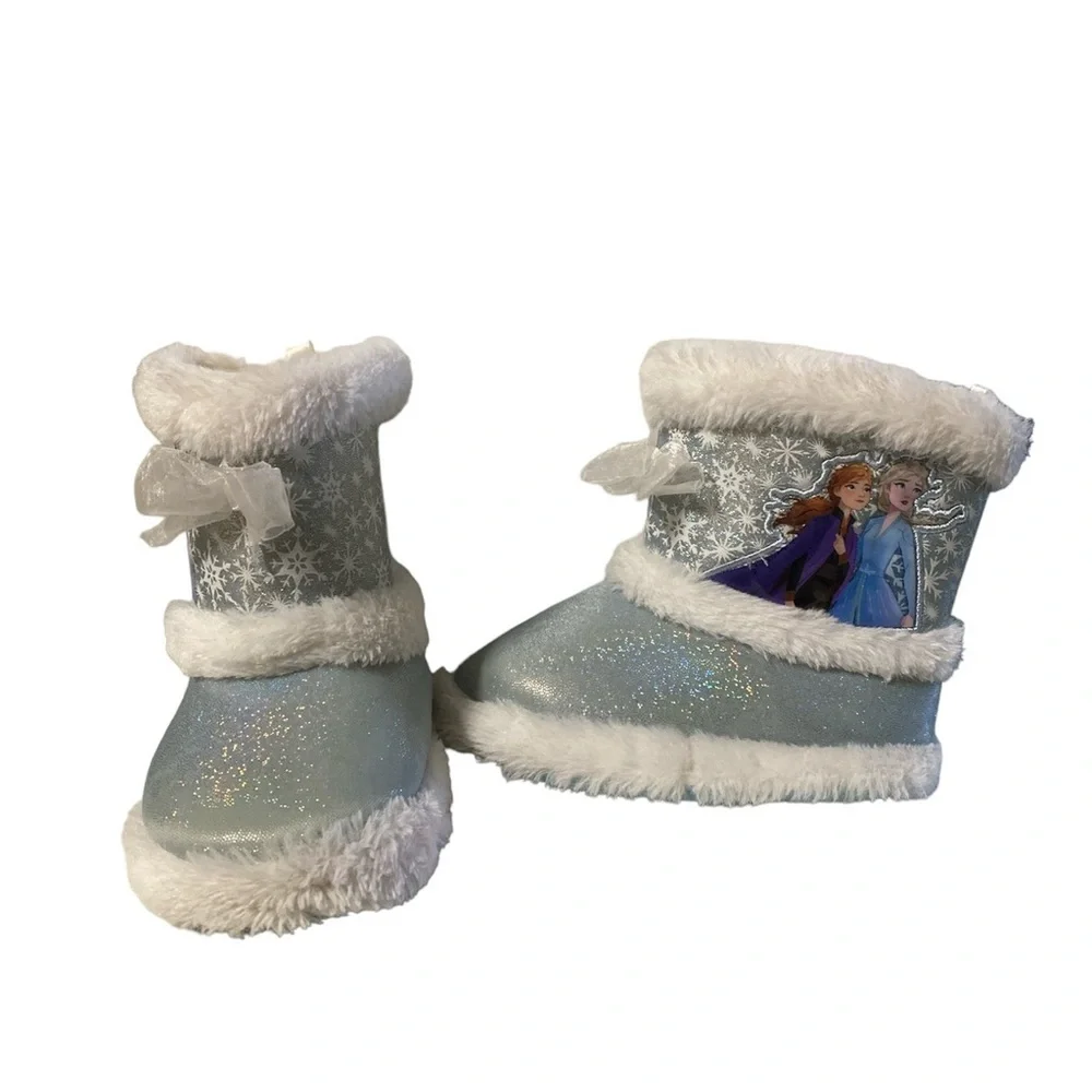 Disney Frozen 2 Slippers Faux Fur Boots Ana Elsa House Shoes Toddler Girl M 7/8